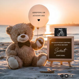 hermosa invitación de gestación de oso de playa