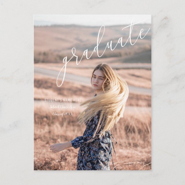Hermosa Invitación de Graduación de Fotos con Guió (Anverso)