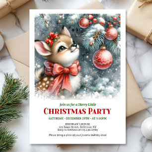 Hermosa invitación de Navidad de cervatillo en bos