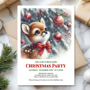 Hermosa invitación de Navidad de cervatillo en bos