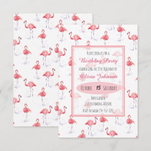 Hermosa invitación de patrón de flamingo rosa