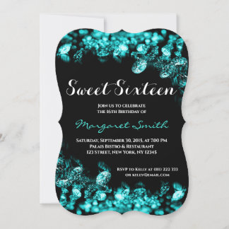 Hermosa invitación dulce de 16 diamantes turquesa