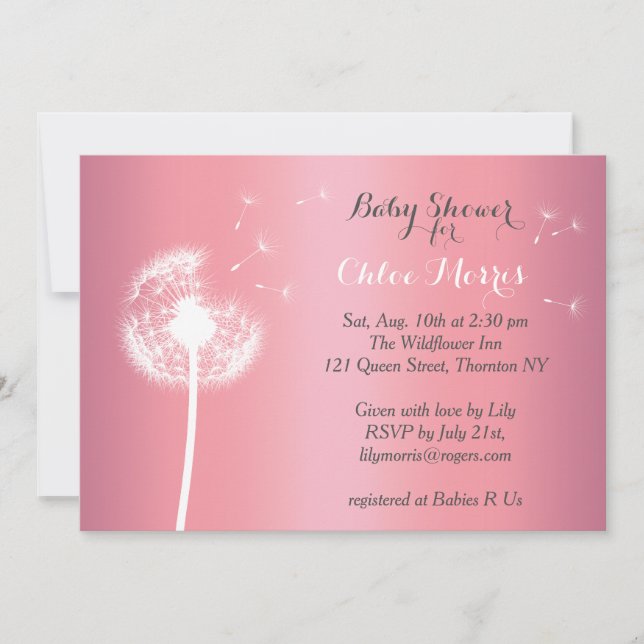 Hermosa invitación floral a Baby Shower (Anverso)