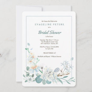 Hermosa Invitación Floral Azul
