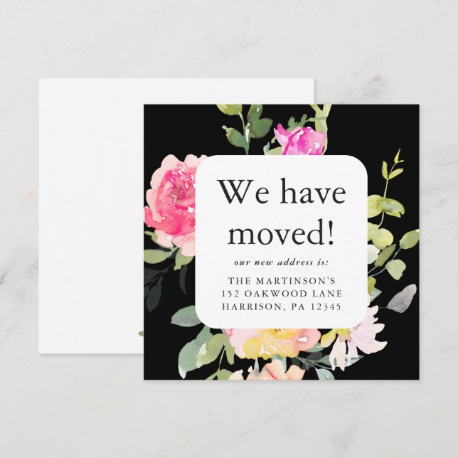 Hermosa Invitación floral en movimiento Nueva dire (Anverso / Reverso)