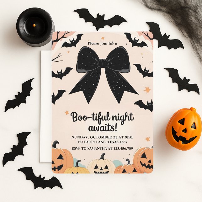 Hermosa invitación rosada de Halloween para Chicas (Subido por el creador)