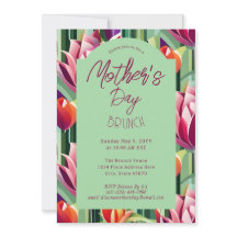 Hermosa Invitación Verde de Brunch Floral para el 