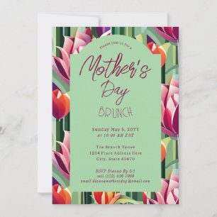 Hermosa Invitación Verde de Brunch Floral para el 