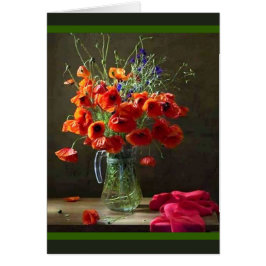 Hermosa jarra de vida de flores rojas