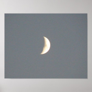 Hermosa Luna Creciente en Crepusculo Impresión