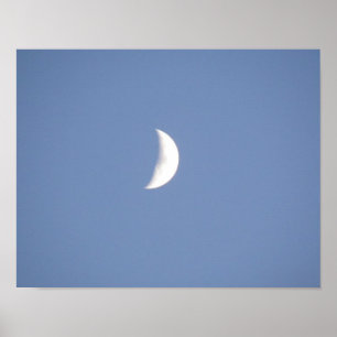Hermosa Luna Creciente en Impresión Diurna