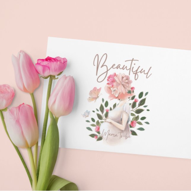 Hermosa Mamá Para Ser Tarjeta (Congratulate the beautiful soon to be mommy with this lovely watercolor card! Matching collection! )