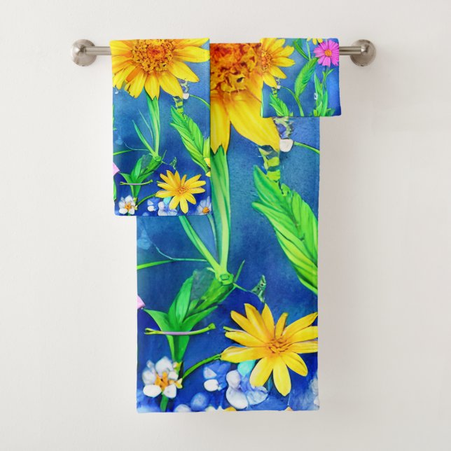 Hermosa mariposa azul en un prado de flores (In situ)