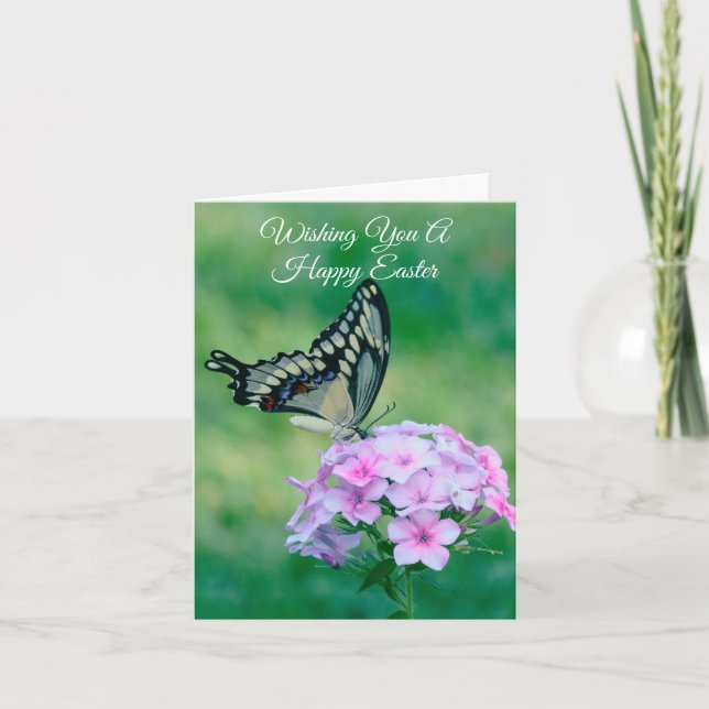 Hermosa mariposa en la tarjeta de Pascua de Flores (Anverso)