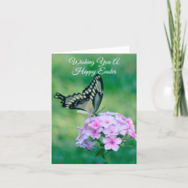 Hermosa mariposa en la tarjeta de Pascua de Flores