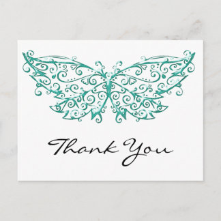Hermosa Mariposa Turquesa Gracias Postales