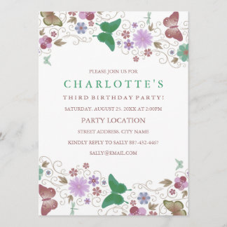 Hermosa Mariposa Verde | Invitación de Cumpleaños
