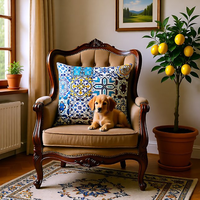 🤩 Hermosa mezcla de Cojín decorativo de Azulejos (🤩 Beautiful mix of Azulejos Throw Pillow)