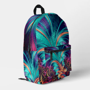 Hermosa mochila de plumas de pavo real