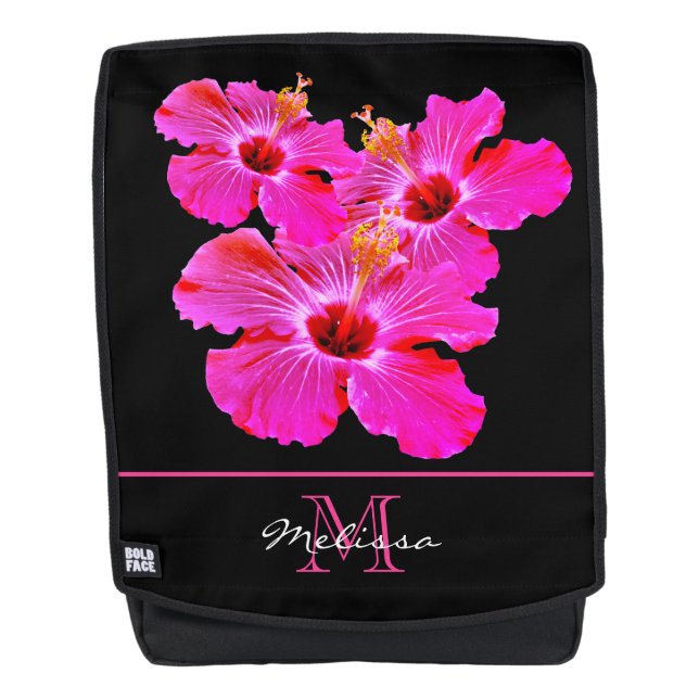 Hermosa mochila rosa rosada de Hibiscus (Anverso)