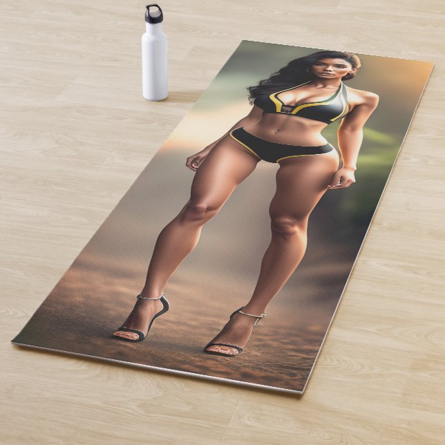 Hermosa modelo de chica de Yoga Mat (In situ)