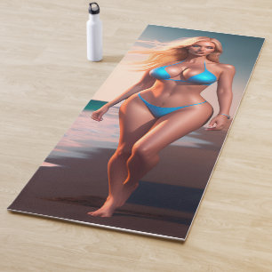 Hermosa motivación playa chica de bikini Yoga Mat