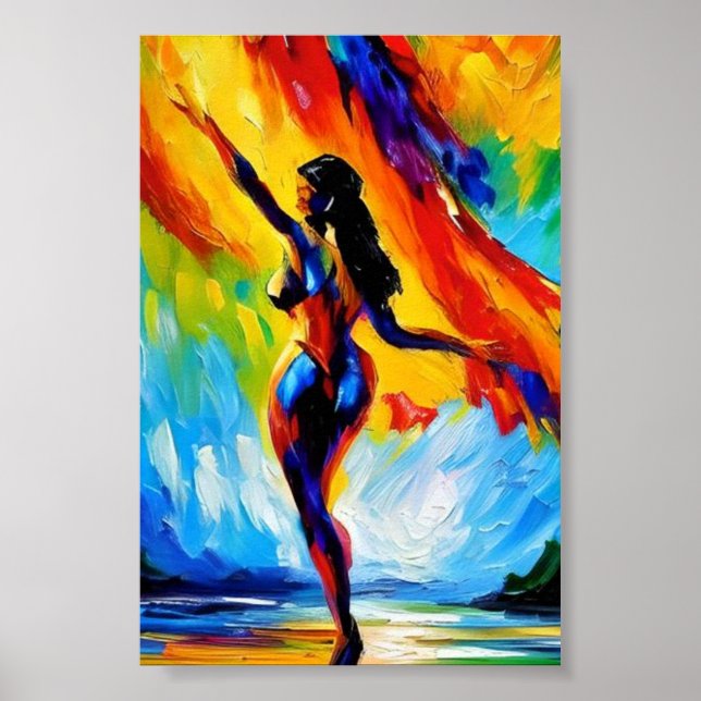 Hermosa mujer acuarela Resumen de arte (Frente)