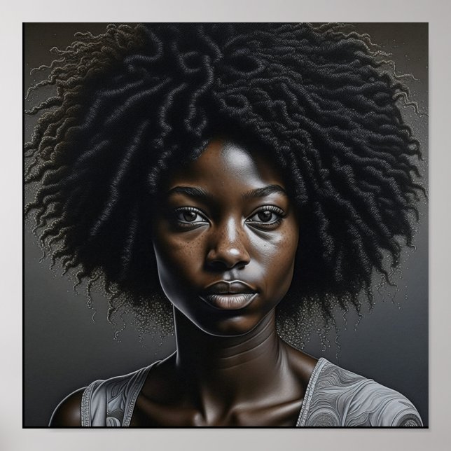 Hermosa mujer afroamericana, arte (Frente)