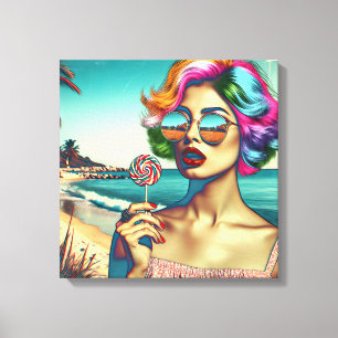 Hermosa mujer de arte pop retro con pop