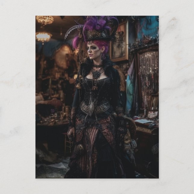 Hermosa mujer en la tarjeta postal de la tienda de (Anverso)