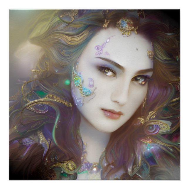 Hermosa mujer generada por IA Poster brillante (Anverso)