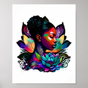 Hermosa mujer negra afro reina arte divertido lind