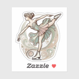 Hermosa mujer Pegatina de patinaje artístico