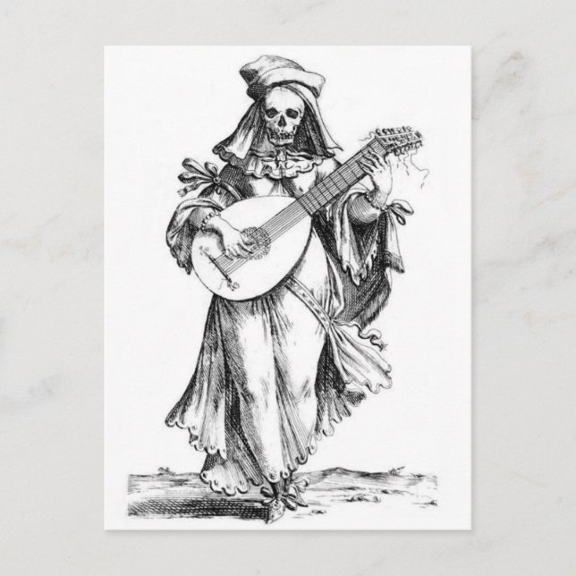 hermosa mujer skeleton songstress postal (Anverso)