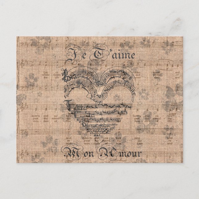 Hermosa música antigua nota corazón (Anverso)