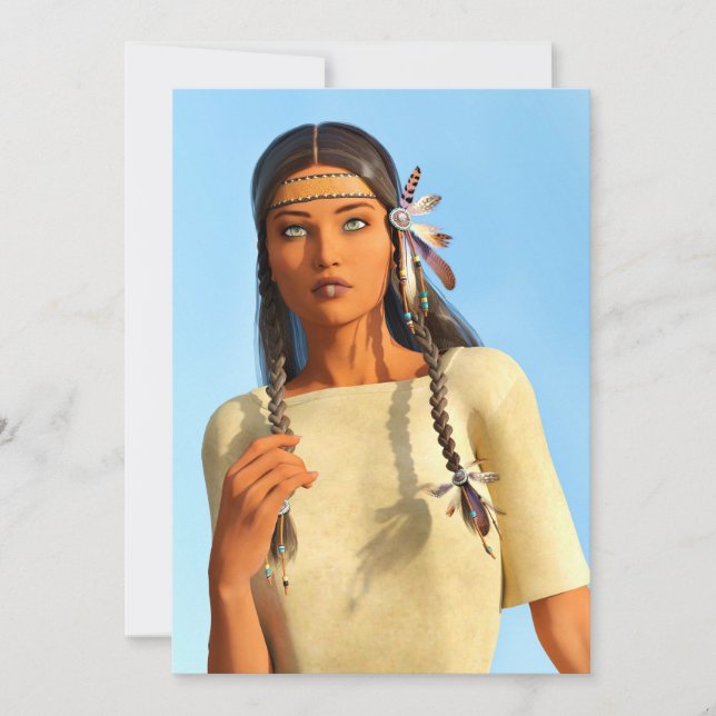 Hermosa nativa estadounidense vestimenta indígena (Anverso)