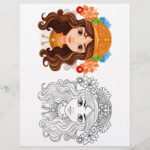 Hermosa página para colorear de niña