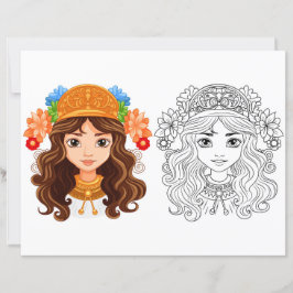 Hermosa página para colorear de niña