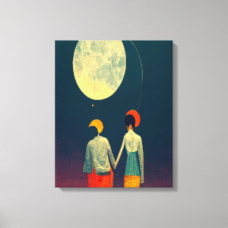 Hermosa pareja con impresión de tela lunar