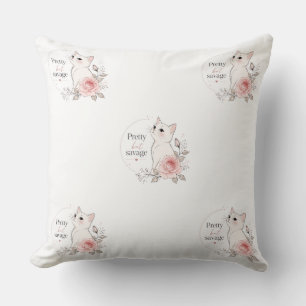 Hermosa Pero Salvaje Kawaii Gato Rosa Almohada
