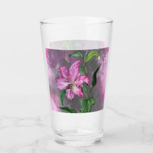 Hermosa pintura de cristal de lirio rosa morado