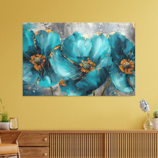 Hermosa pintura de flores azules - Impresión de ar