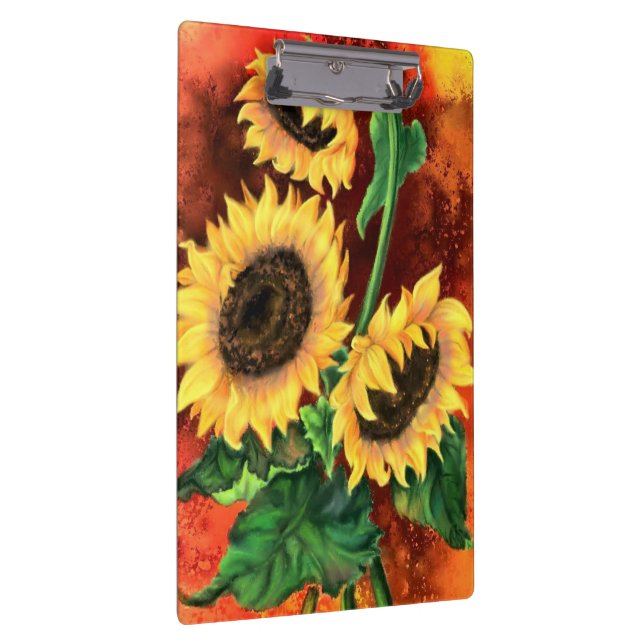 Hermosa pintura de portapapeles de tres girasoles (Derecha)