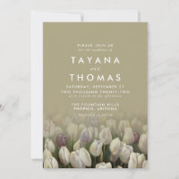 Hermosa pintura de tulipanes blancos Invitación a