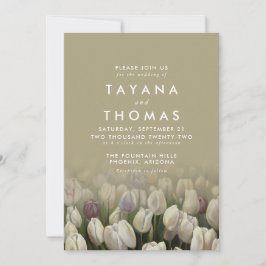 Hermosa pintura de tulipanes blancos Invitación a 