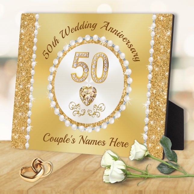 Hermosa, Placa del 50 Aniversario Personalizada (Inexpensive 50 year wedding anniversary gifts, for Friends, Aunt Uncle. Fiftieth anniversary gifts. )
