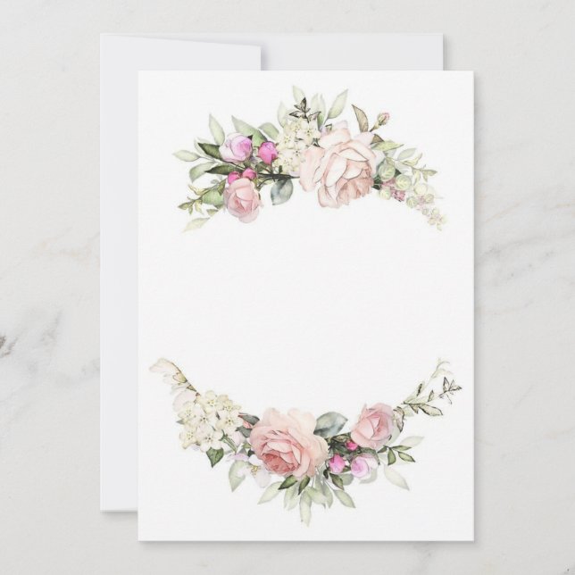 Hermosa plantilla de invitación a boda rosa (Anverso)