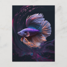 Hermosa postal abstrata púrpura de pescado Betta