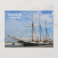 ¡Hermosa postal de barco viejo de Skagen Dinamarca