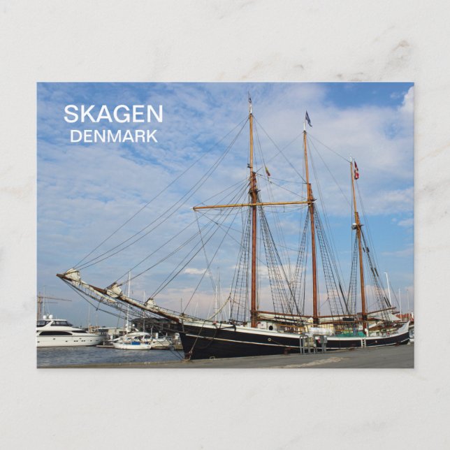 ¡Hermosa postal de barco viejo de Skagen Dinamarca (Anverso)